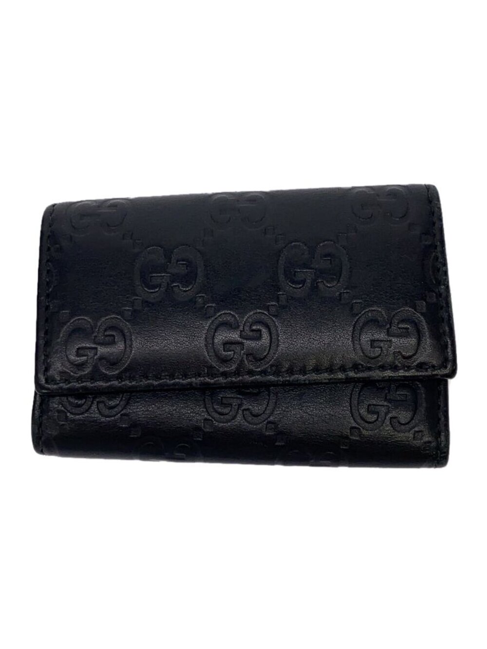 Gucci Key Case Wallet Gucci Guccissima Faux Leather Black